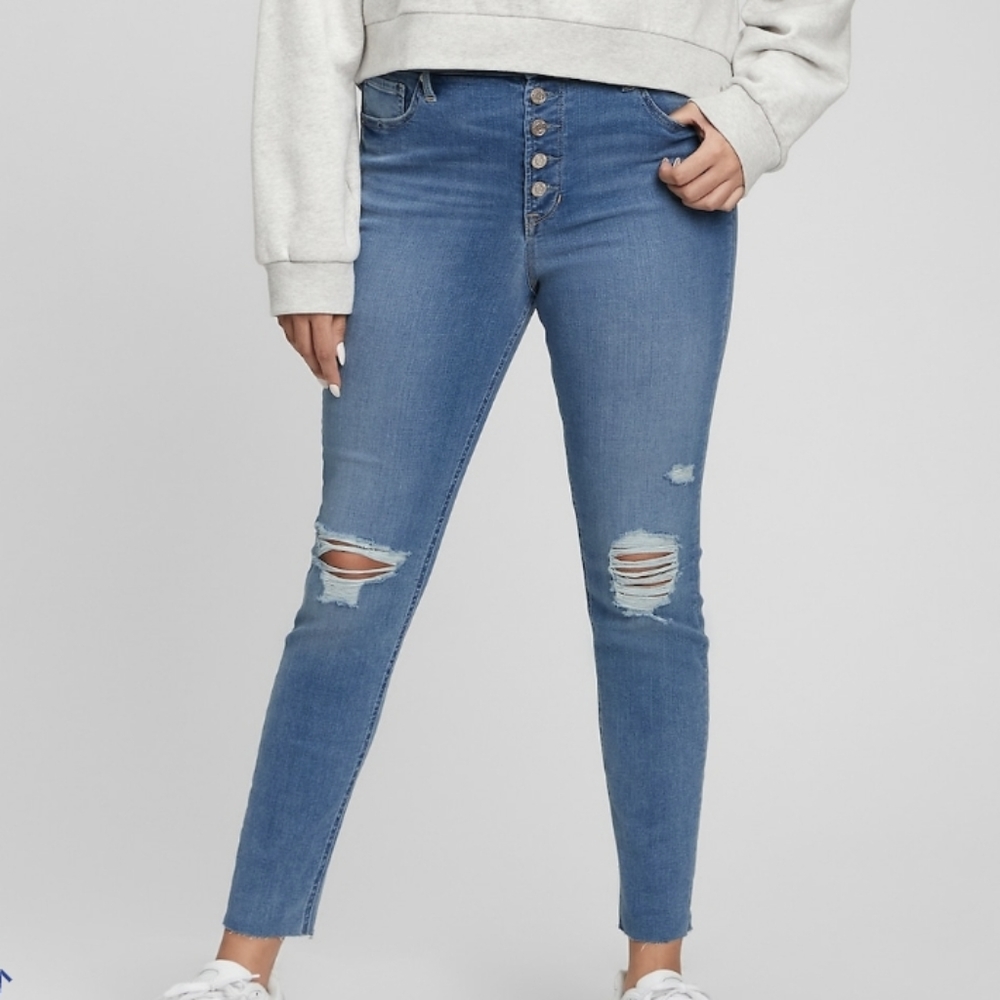 Gap size 27 regular 5 button distressed jeans